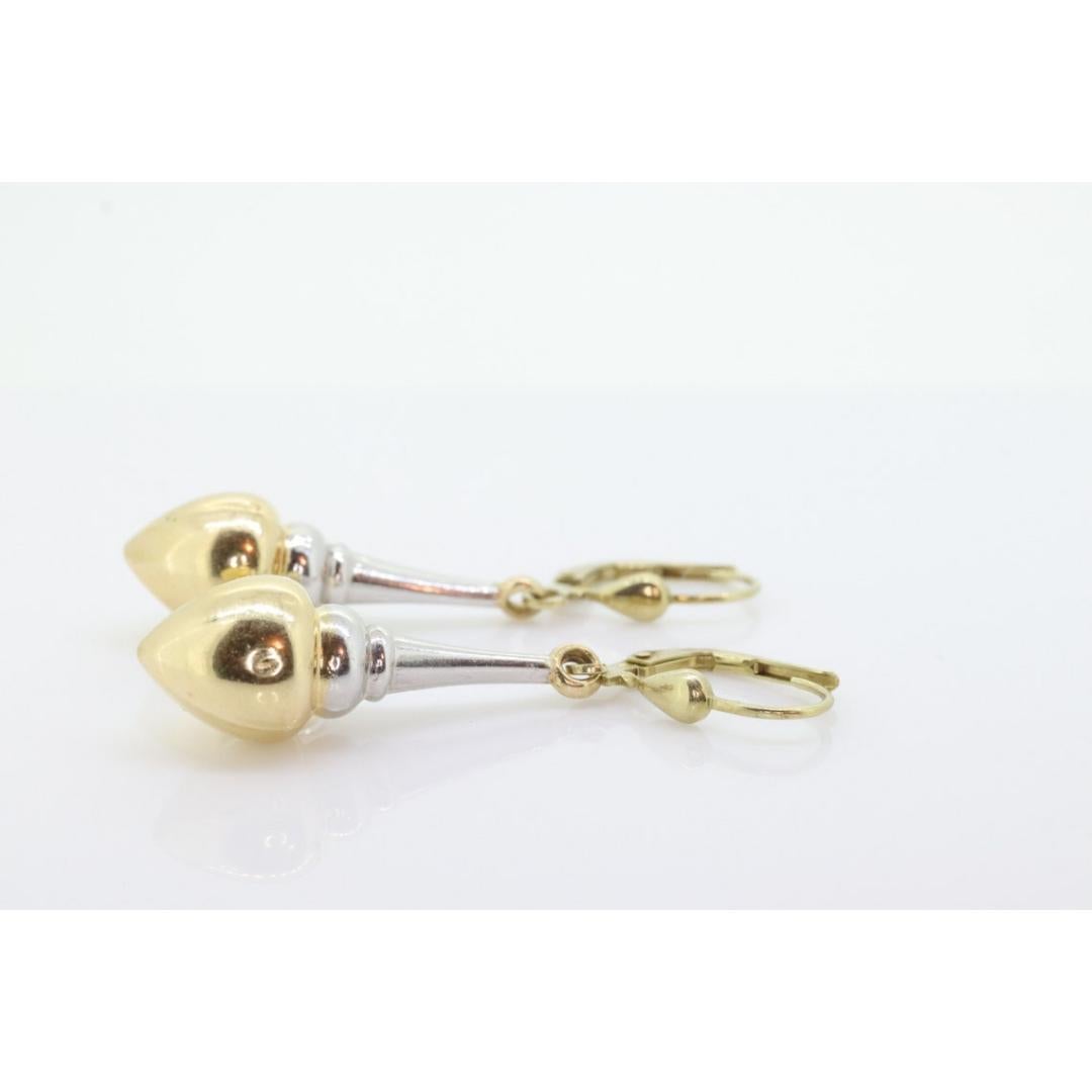 Boucles d'oreilles pendantes en or 14k, avec des trous bouffants. Boucles d'oreilles en forme de goutte d'eau multi-tons brillantes. Bon état - En vente à Port Charlotte, FL