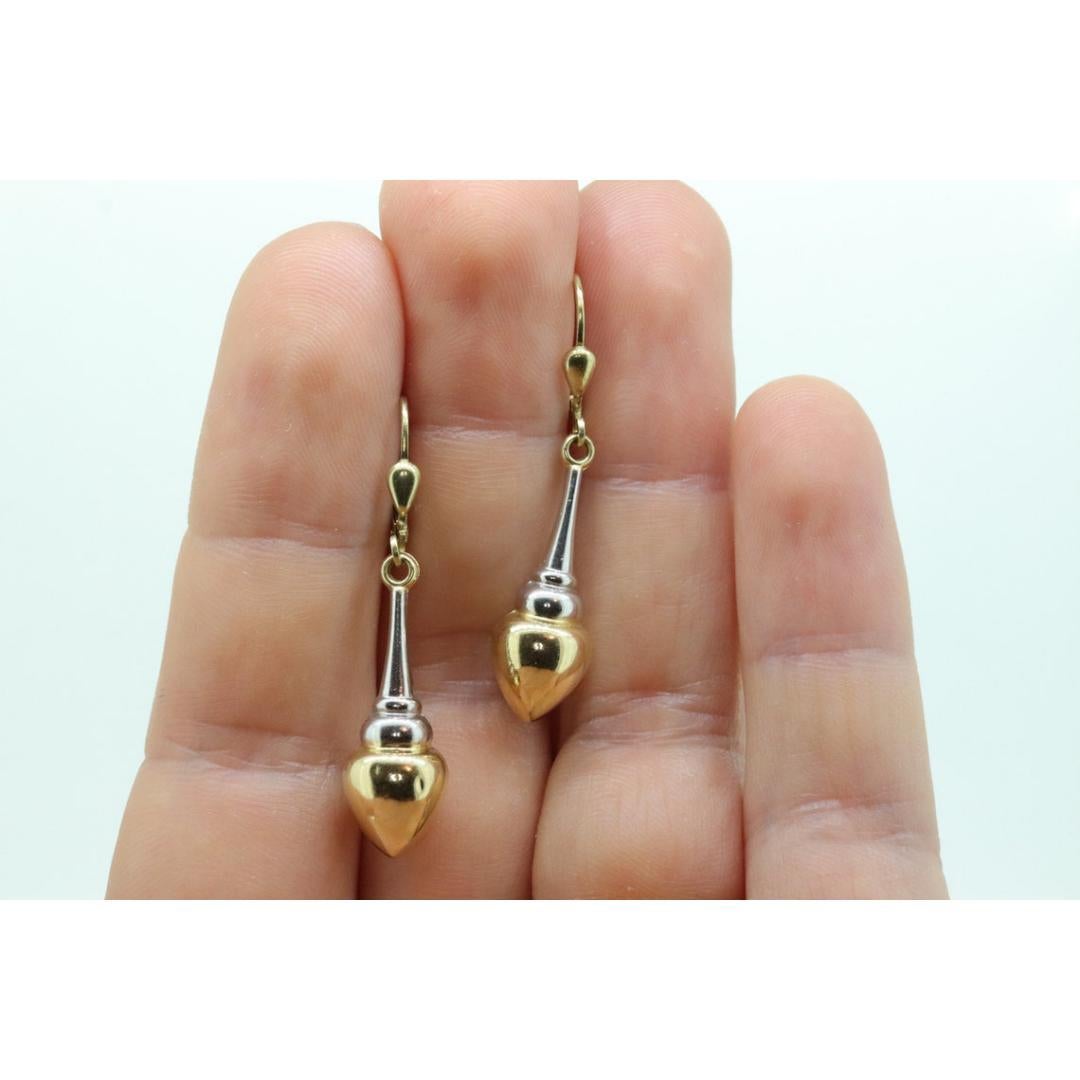 Boucles d'oreilles pendantes en or 14k, avec des trous bouffants. Boucles d'oreilles en forme de goutte d'eau multi-tons brillantes. en vente 2
