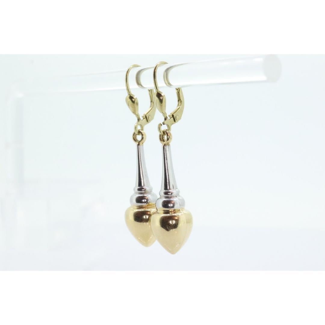 Boucles d'oreilles pendantes en or 14k, avec des trous bouffants. Boucles d'oreilles en forme de goutte d'eau multi-tons brillantes. en vente 4