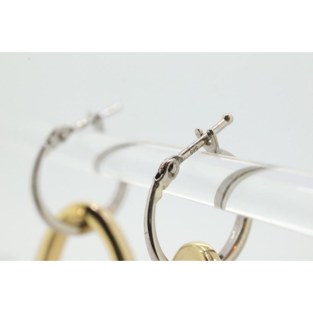 14k Gold Puffed Hollow HOOP Earrings. Intertwined Glossy Loop earrings. MILOR For Sale 6