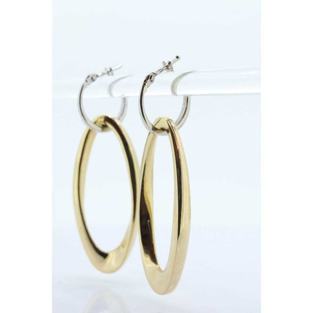 14k Gold Puffed Hollow HOOP Earrings. Intertwined Glossy Loop earrings. MILOR In Good Condition For Sale In Port Charlotte, FL