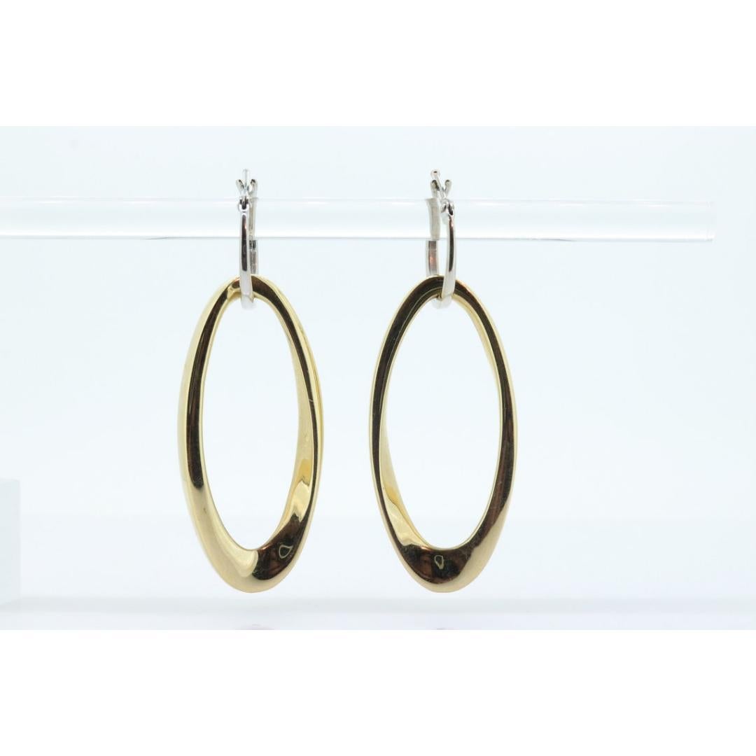 Women's 14k Gold Puffed Hollow HOOP Earrings. Intertwined Glossy Loop earrings. MILOR For Sale