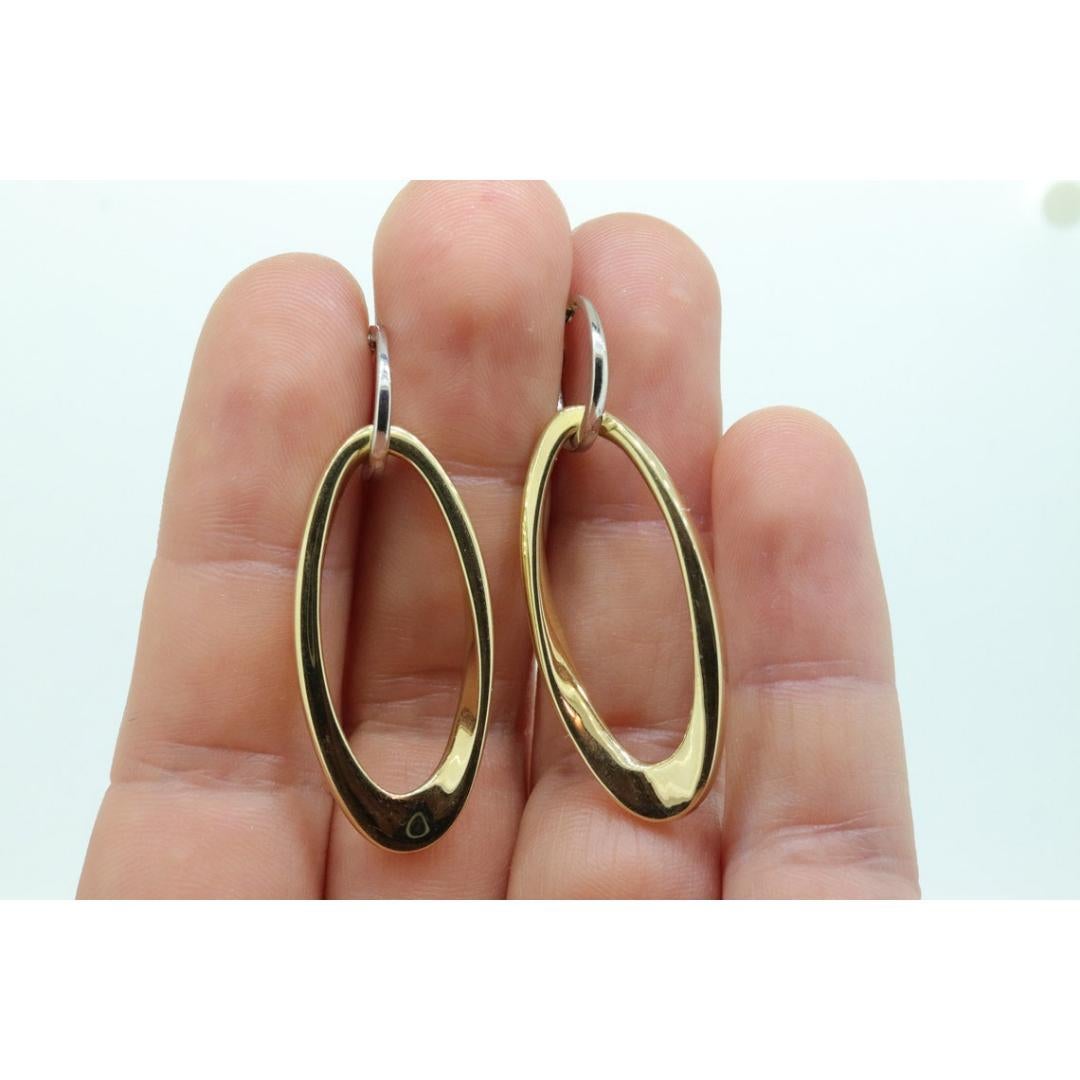 14k Gold Puffed Hollow HOOP Earrings. Intertwined Glossy Loop earrings. MILOR For Sale 2