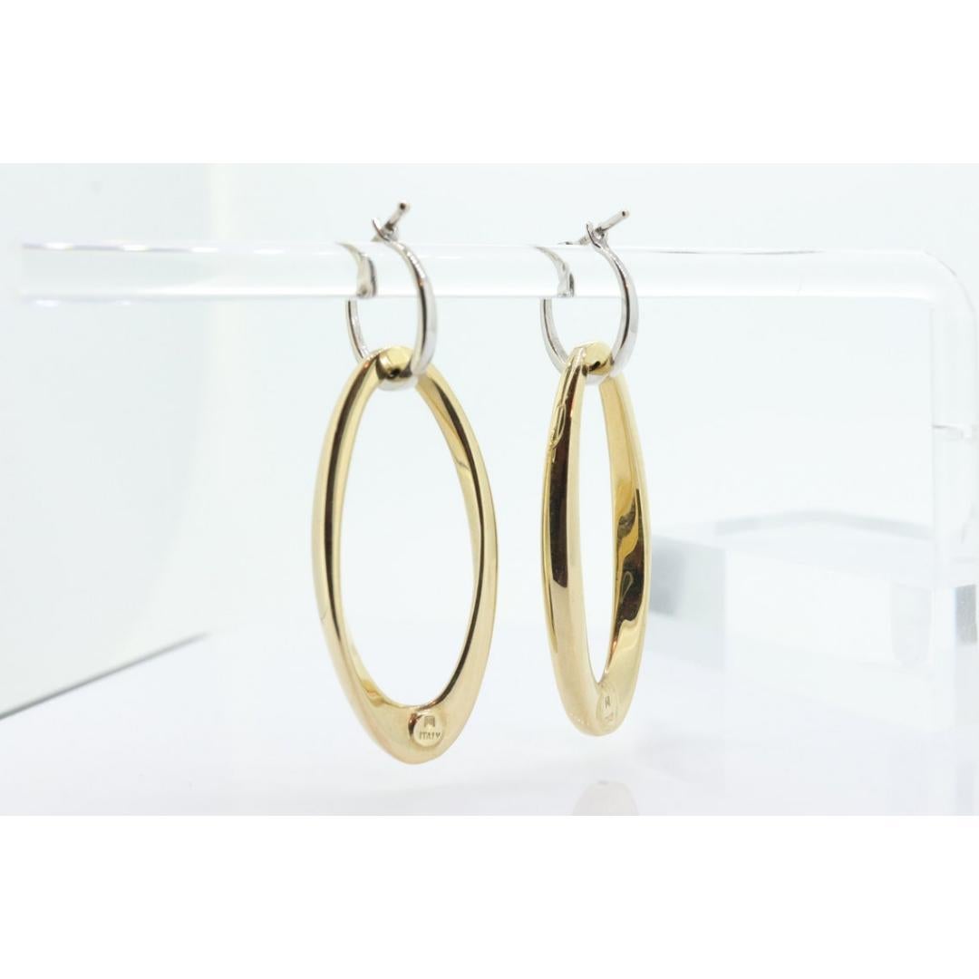 14k Gold Puffed Hollow HOOP Earrings. Intertwined Glossy Loop earrings. MILOR For Sale 3