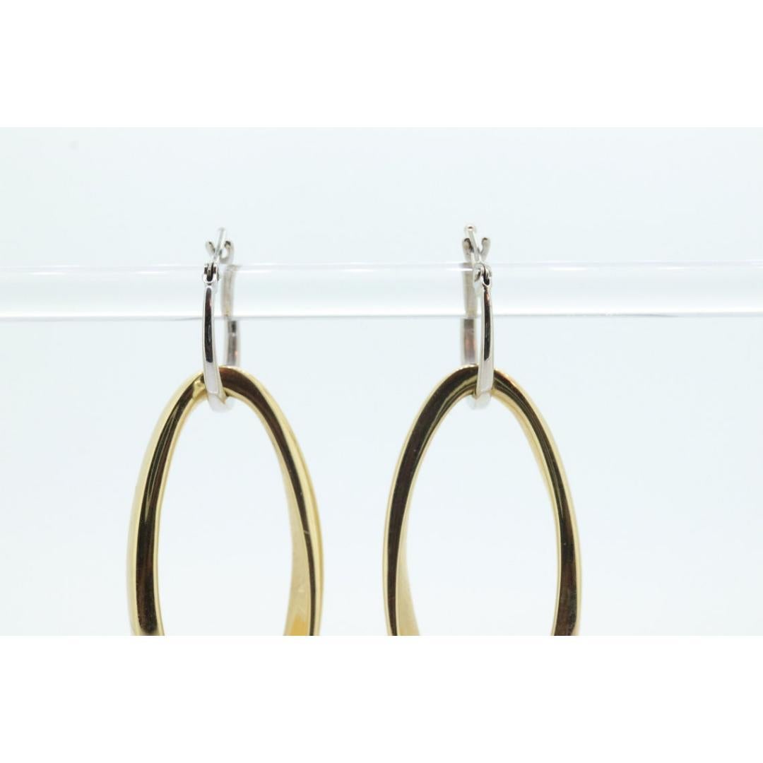 14k Gold Puffed Hollow HOOP Earrings. Intertwined Glossy Loop earrings. MILOR For Sale 4