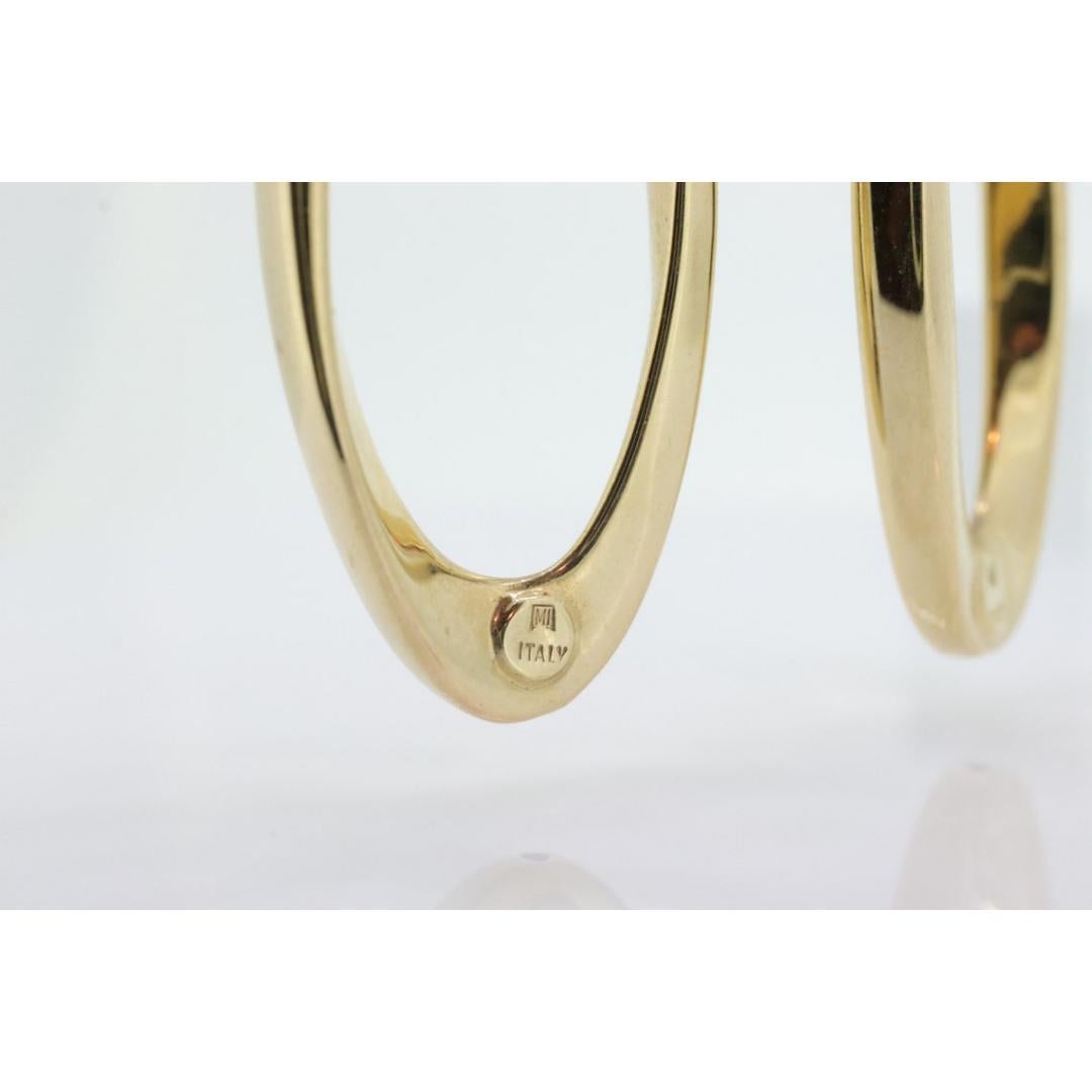 14k Gold Puffed Hollow HOOP Earrings. Intertwined Glossy Loop earrings. MILOR For Sale 5