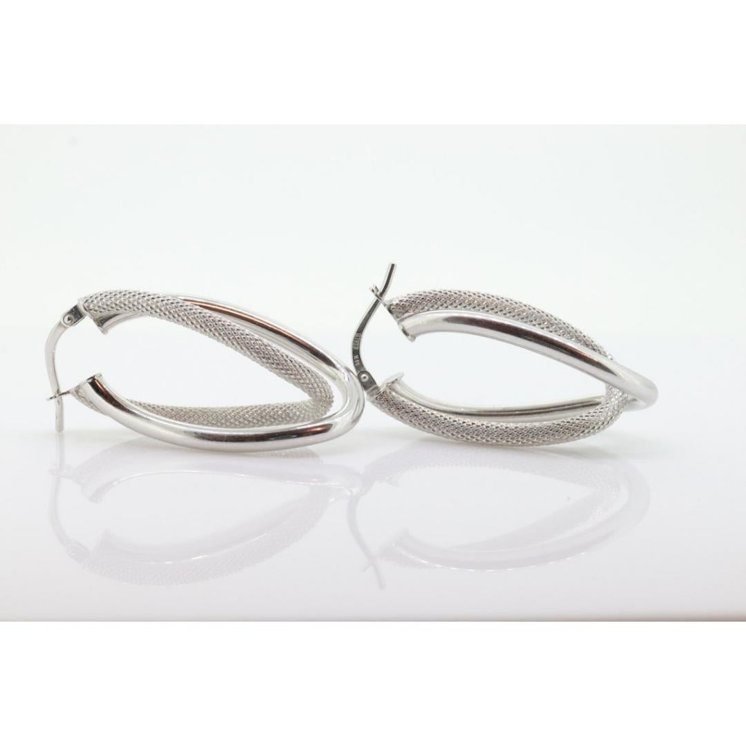 14k Gold Puffed Hohl HOOP Ohrringe. Ineinander verschlungene, strukturierte Looping-Ohrringe. 6