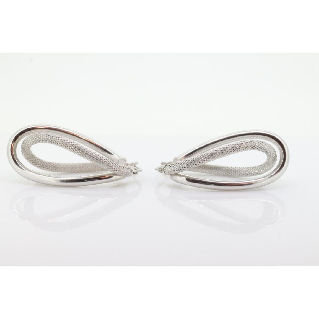 14k Gold Puffed Hohl HOOP Ohrringe. Ineinander verschlungene, strukturierte Looping-Ohrringe. 7