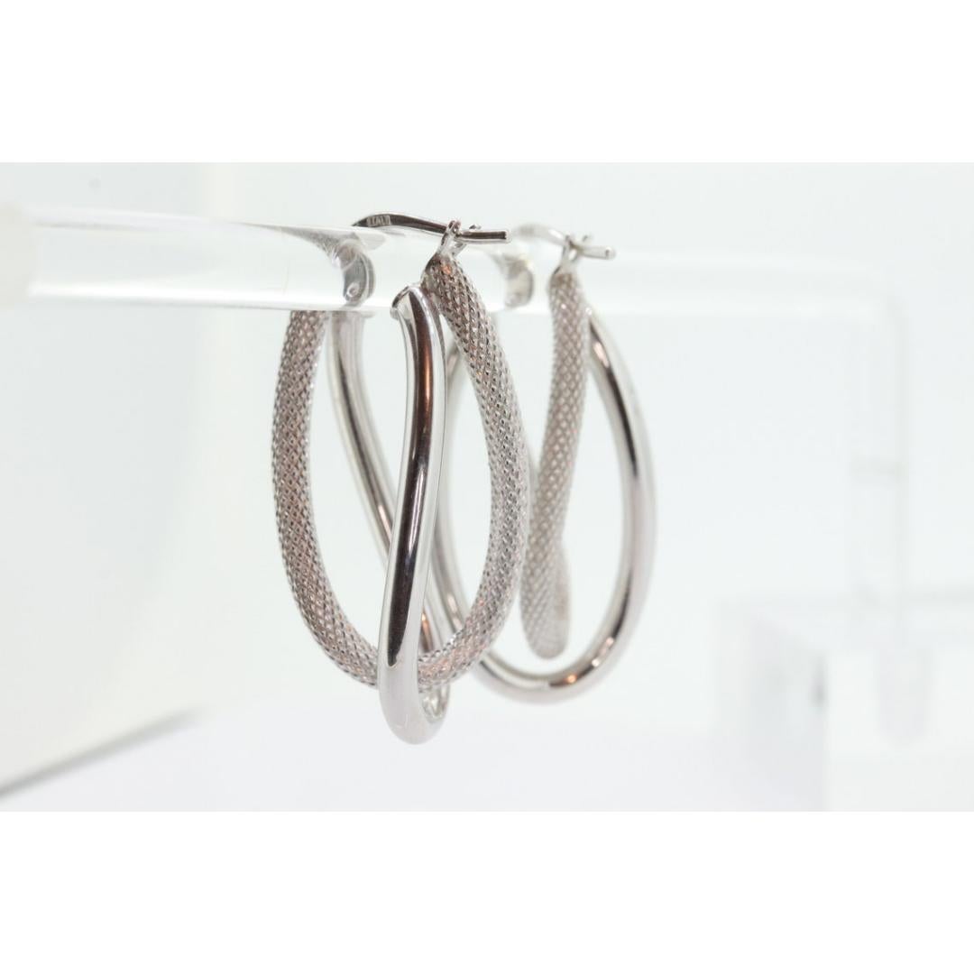 14k Gold Puffed Hohl HOOP Ohrringe. Ineinander verschlungene, strukturierte Looping-Ohrringe. 1