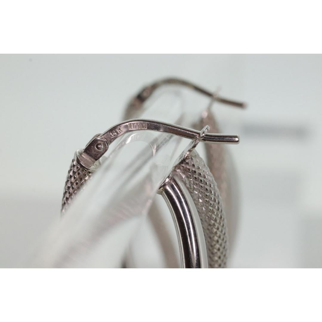 14k Gold Puffed Hohl HOOP Ohrringe. Ineinander verschlungene, strukturierte Looping-Ohrringe. 2