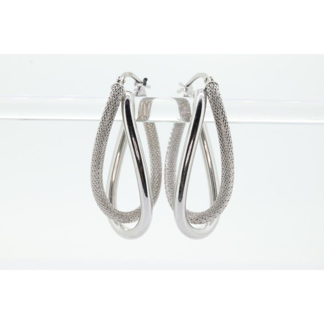 14k Gold Puffed Hohl HOOP Ohrringe. Ineinander verschlungene, strukturierte Looping-Ohrringe. 4
