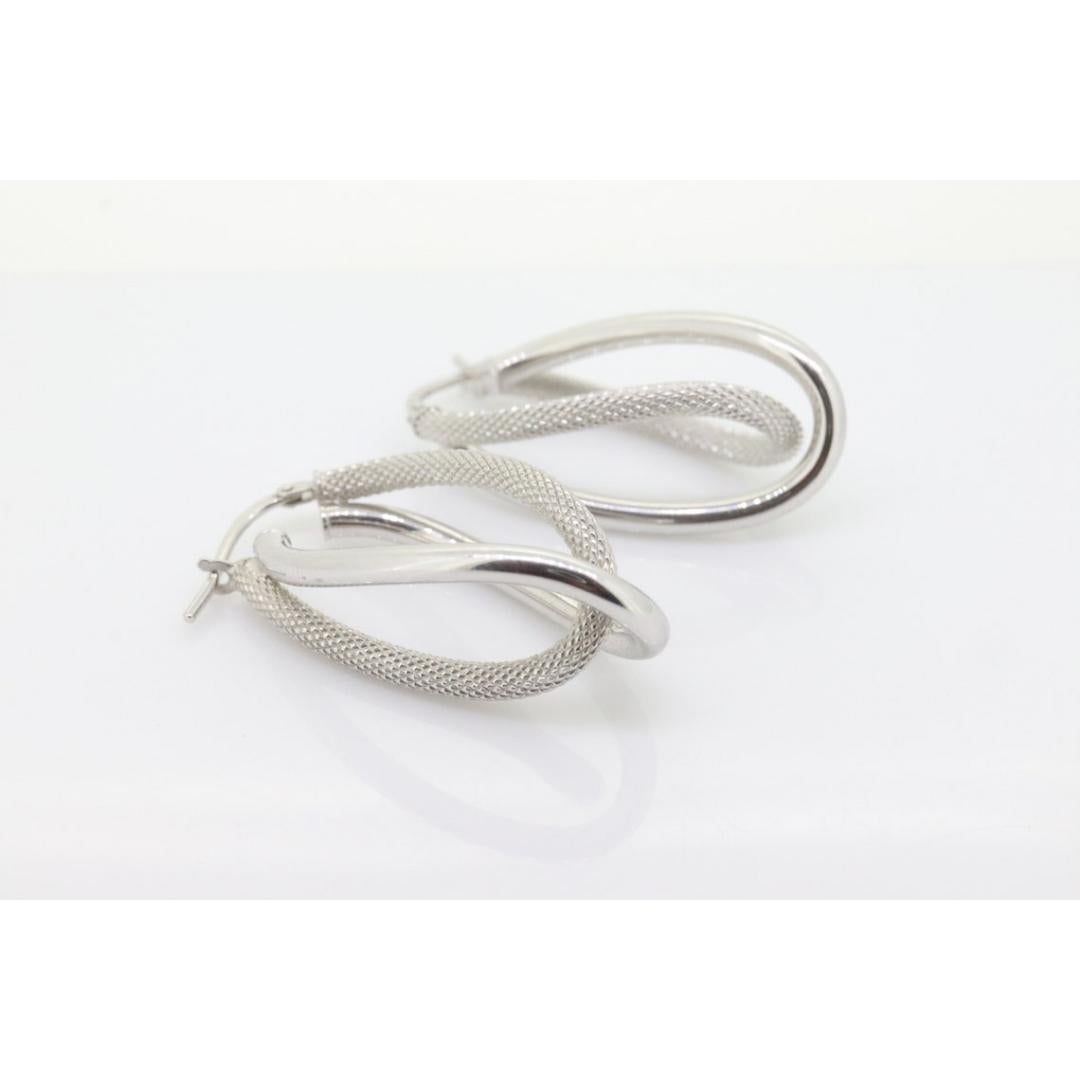 14k Gold Puffed Hohl HOOP Ohrringe. Ineinander verschlungene, strukturierte Looping-Ohrringe. 5