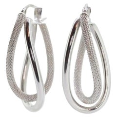 14k Gold Puffed Hohl HOOP Ohrringe. Ineinander verschlungene, strukturierte Looping-Ohrringe.