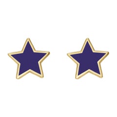 14k Gold Purple Enamel Star Earstuds