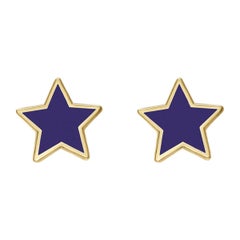 14k Gold Purple Enamel Star Earstuds