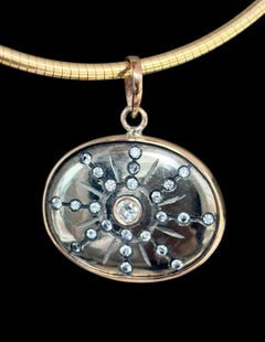 14k Gold Pyrite Sol Pendant with Diamonds
