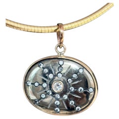 14k Gold Pyrite Sol Pendant with Diamonds