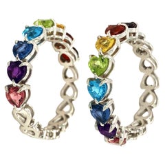 14k Gold Rainbow Half-Eternity Ring 'White Gold'