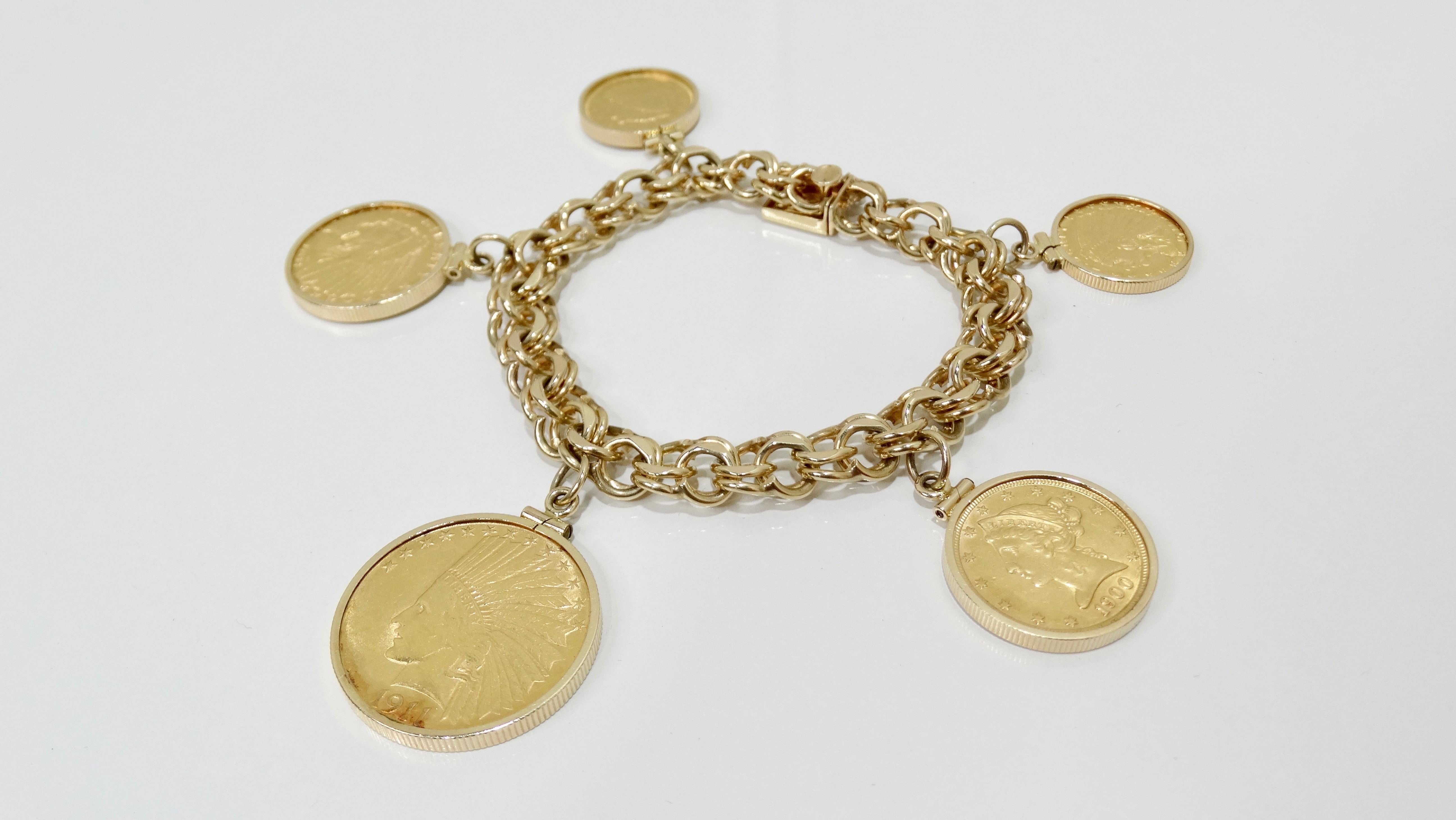 gold coin bracelet 14k