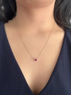 14K Gold Rhodolite Garnet Heart Solitaire Pendant