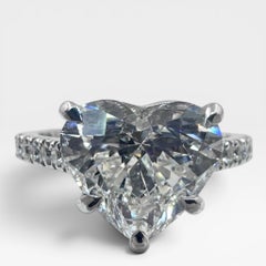 14k Gold Ring 3.05Ct. Lab Grown Heart Shaped Diamond With Side Diamonds 0.20 Ct.