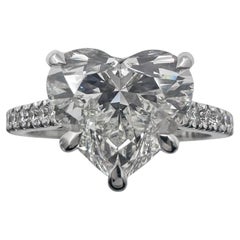 14k Gold Ring 3.05Ct. Lab Grown Heart Shaped Diamond With Side Diamonds 0.20 Ct.