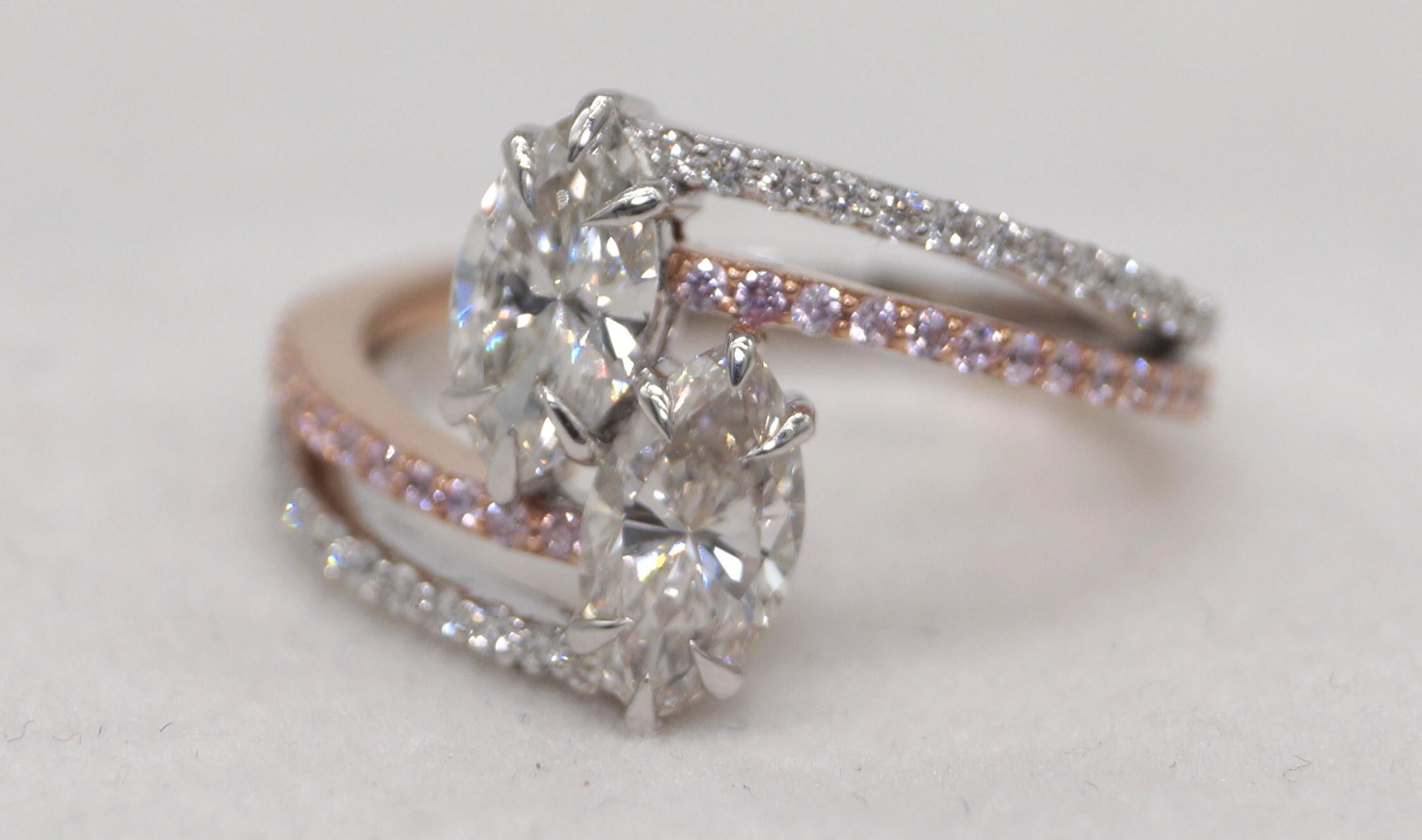 Art Nouveau 14k Gold Ring Certified Moissanite Diamond rose gold yellow gold ring For Sale