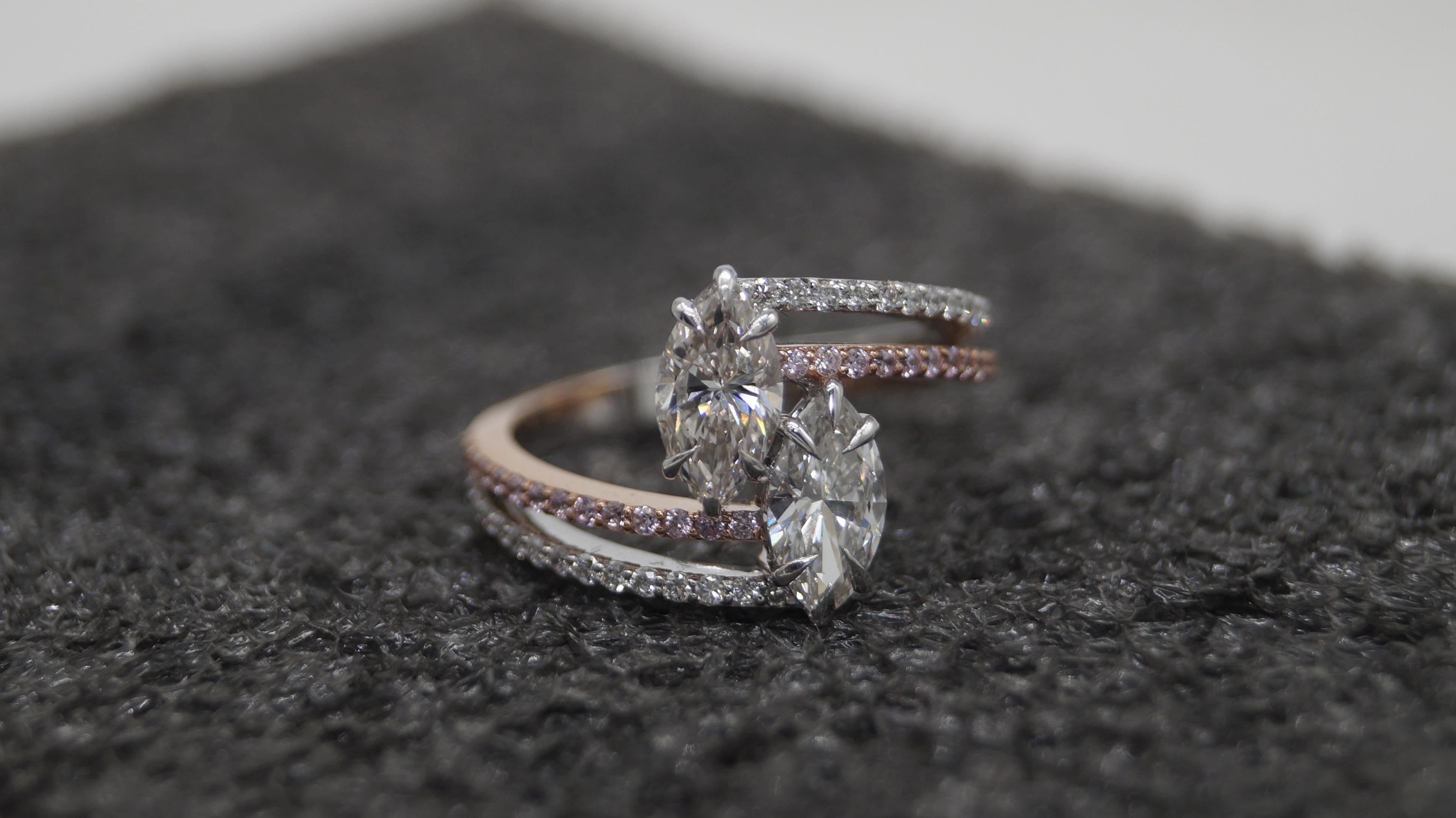 14k Gold Ring Certified Moissanite Diamond rose gold yellow gold ring For Sale 3