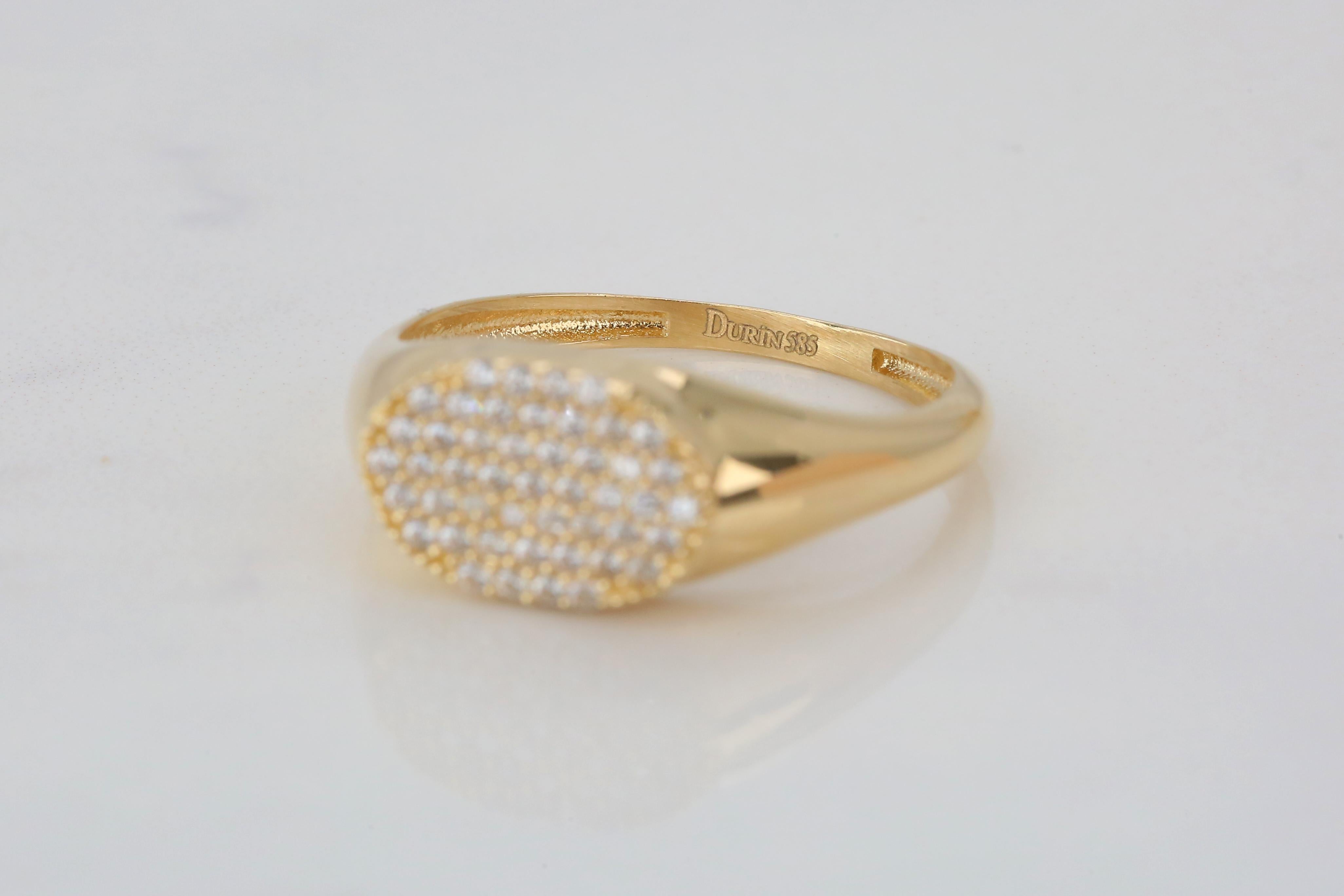 For Sale:  14k Gold Ring, Daily Gold Jewelry, Gift Rings, Combined Ring, Stone Ring 7