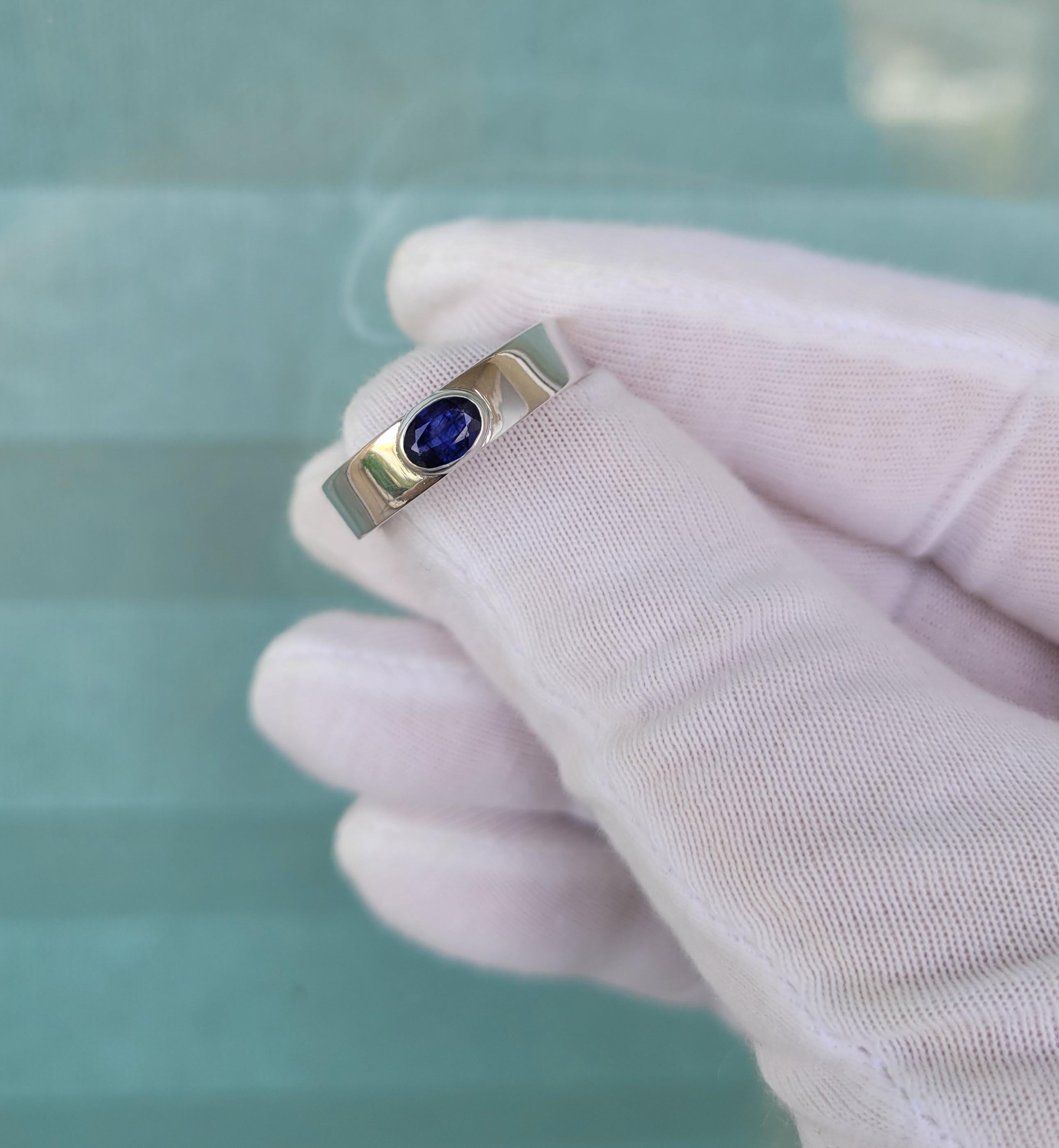 For Sale:  14k Gold Ring for Men with Blue Sapphire 6