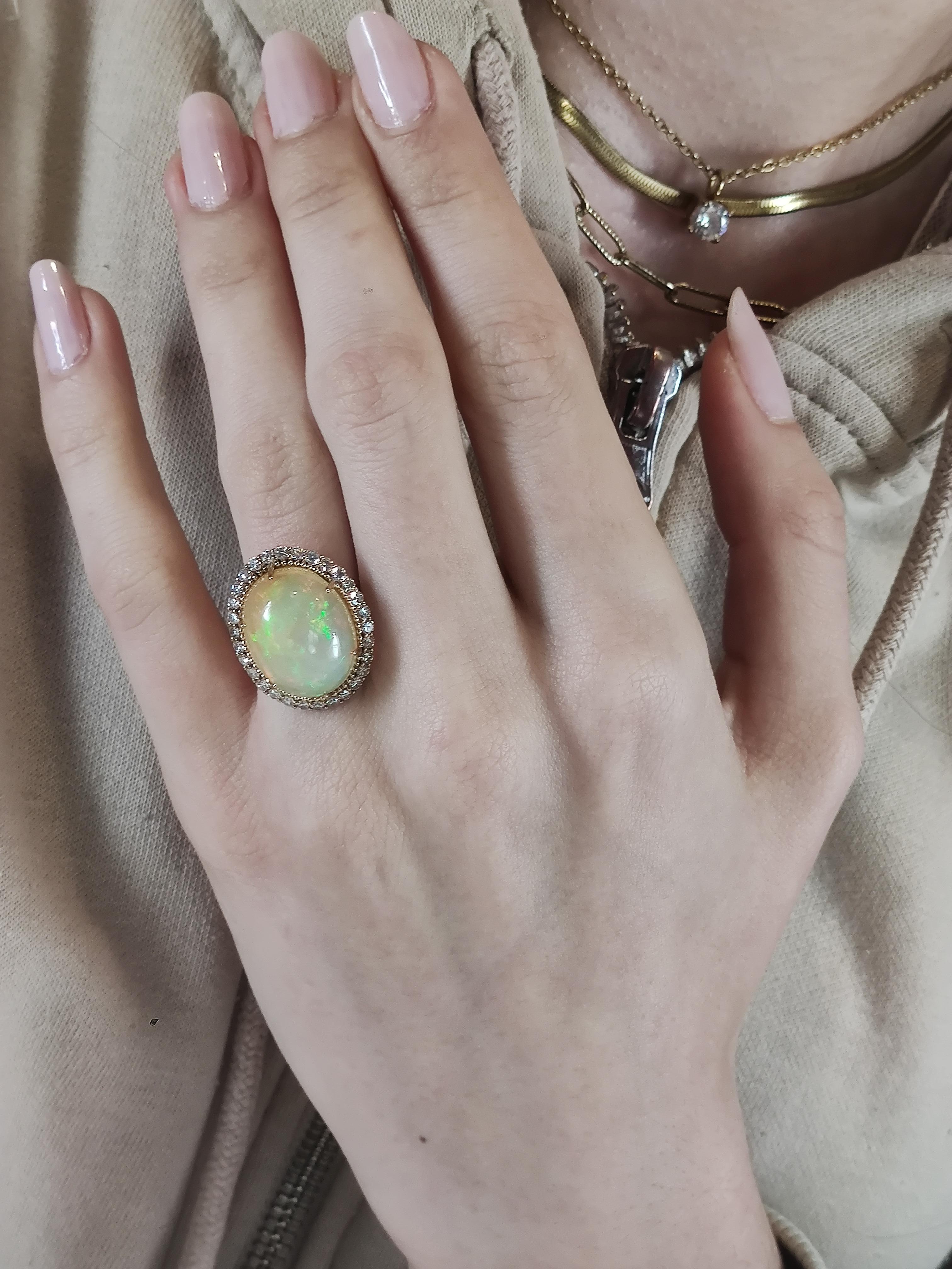 Discover our exquisite 14K Rose Gold Opal and Diamond Ring – a perfect choice for a woman's statement piece. Genuine, untreated opal, certified diamonds, and alluring details. Shop now for a touch of elegance!

TECHNICAL DETAIL:
SIZE:
To look at the