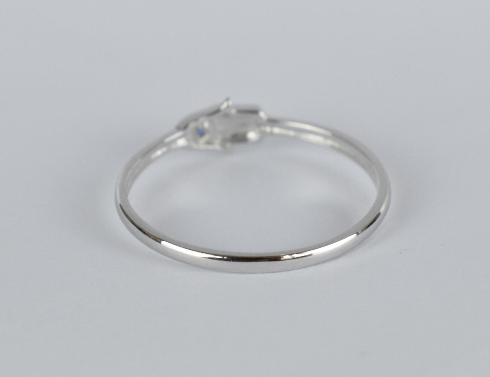 For Sale:  14k Gold Ring Hamsa Hand Ring Natural Blue Sapphire Ring Hand of Fatima Ring 6