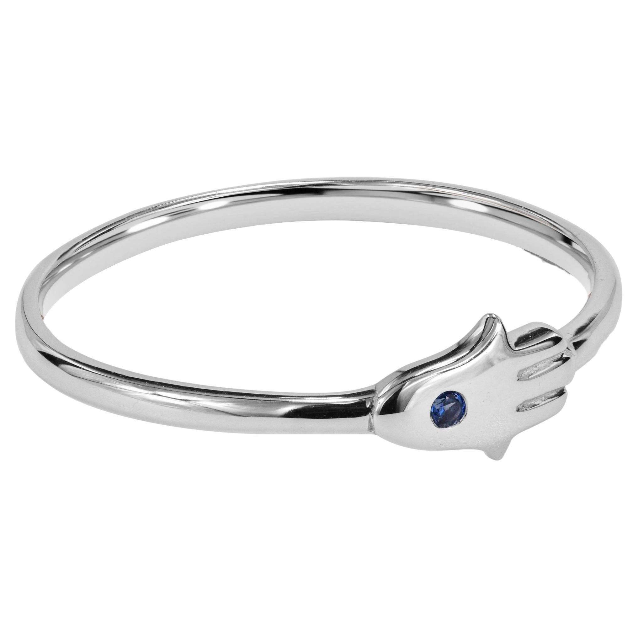 14k Gold Ring Hamsa Hand Ring Natürlicher blauer Saphir Ring Hand von Fatima Ring