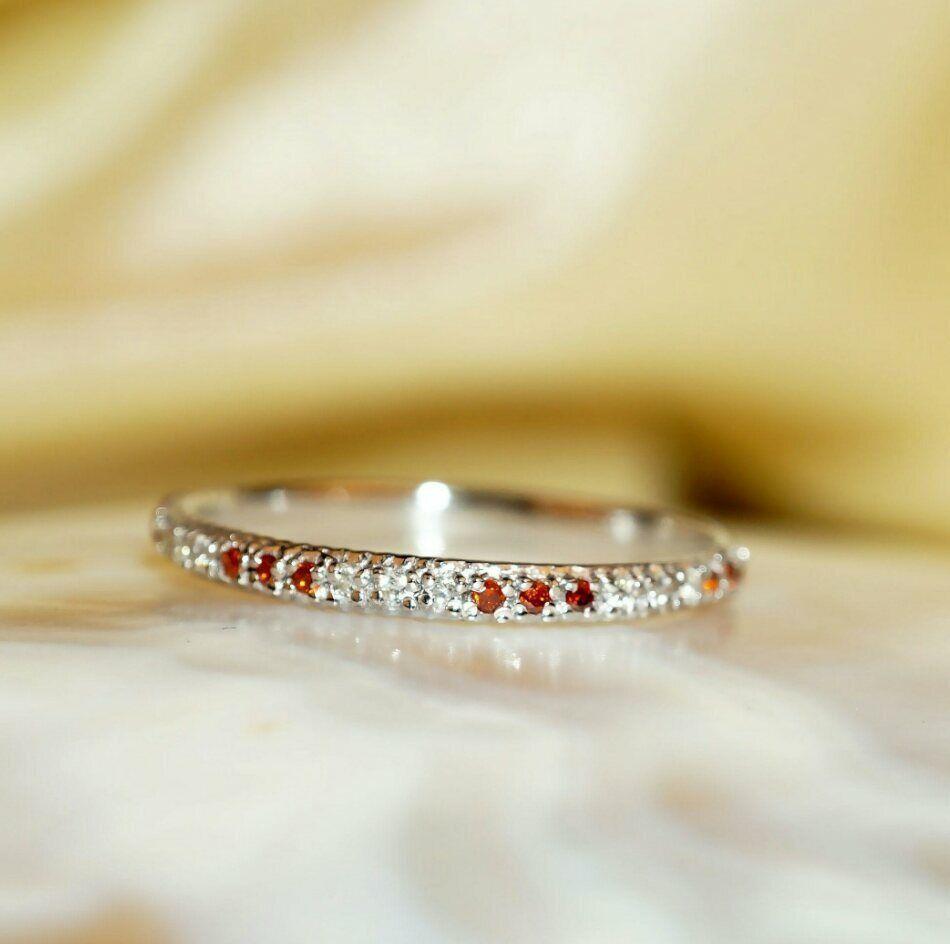 14k Gold Ring Mandarn Spessartite Wedding Band Diamond Ring engagement Band In condizioni Nuovo in vendita a Chicago, IL
