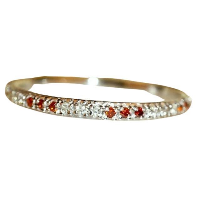 Bague d'alliance Mandarn Spessartite, bague de fiançailles en or 14 carats et diamants 