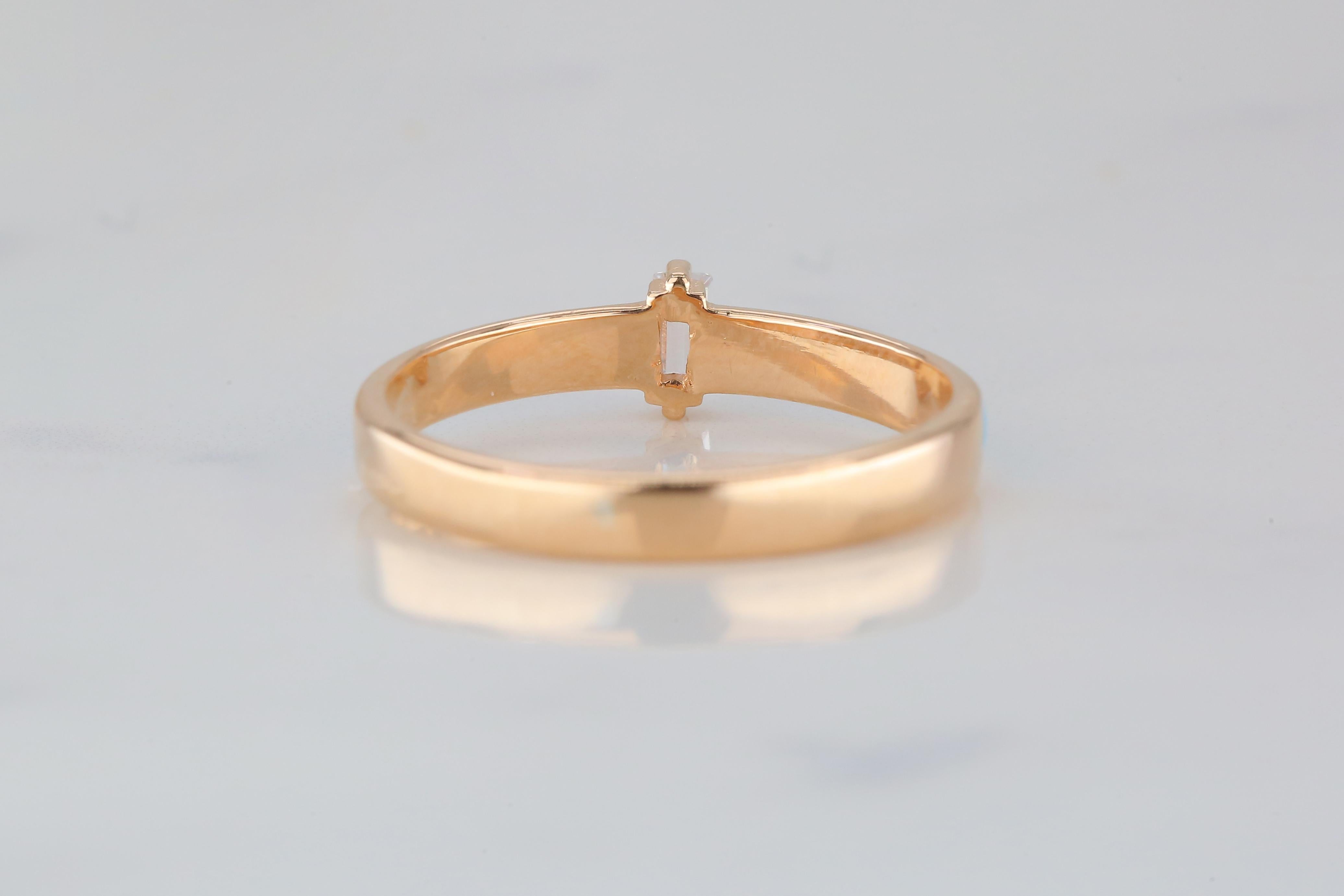 14k Gold Ringmodelle, Daily Ring, Emaille-Ring, Baguette-Steinring, kombinierbarer R () 5