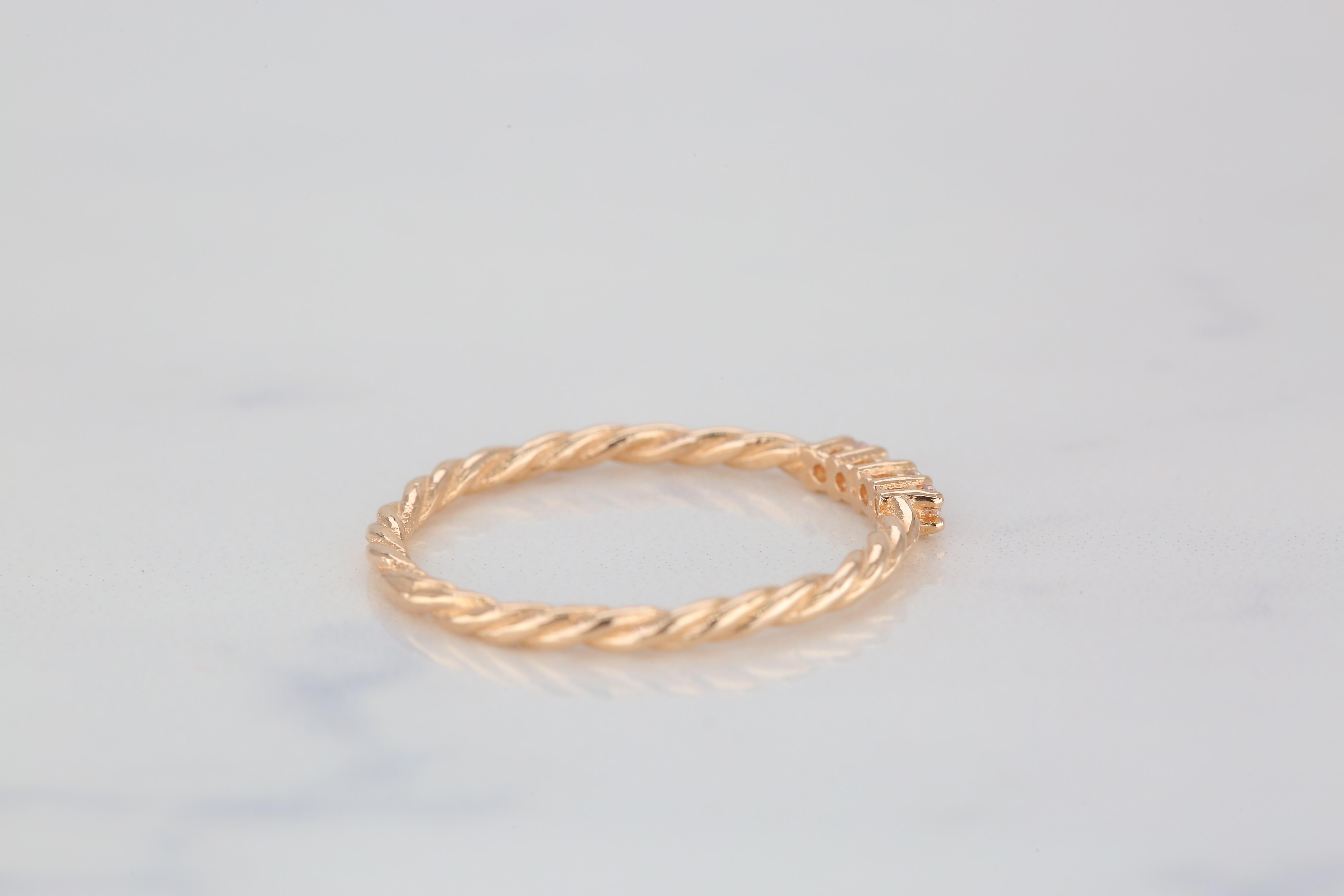 Im Angebot: 14K Goldring Modelle, tägliche Ringe, gedrehter Ring, kombinierbarer Ring, Goldring () 4