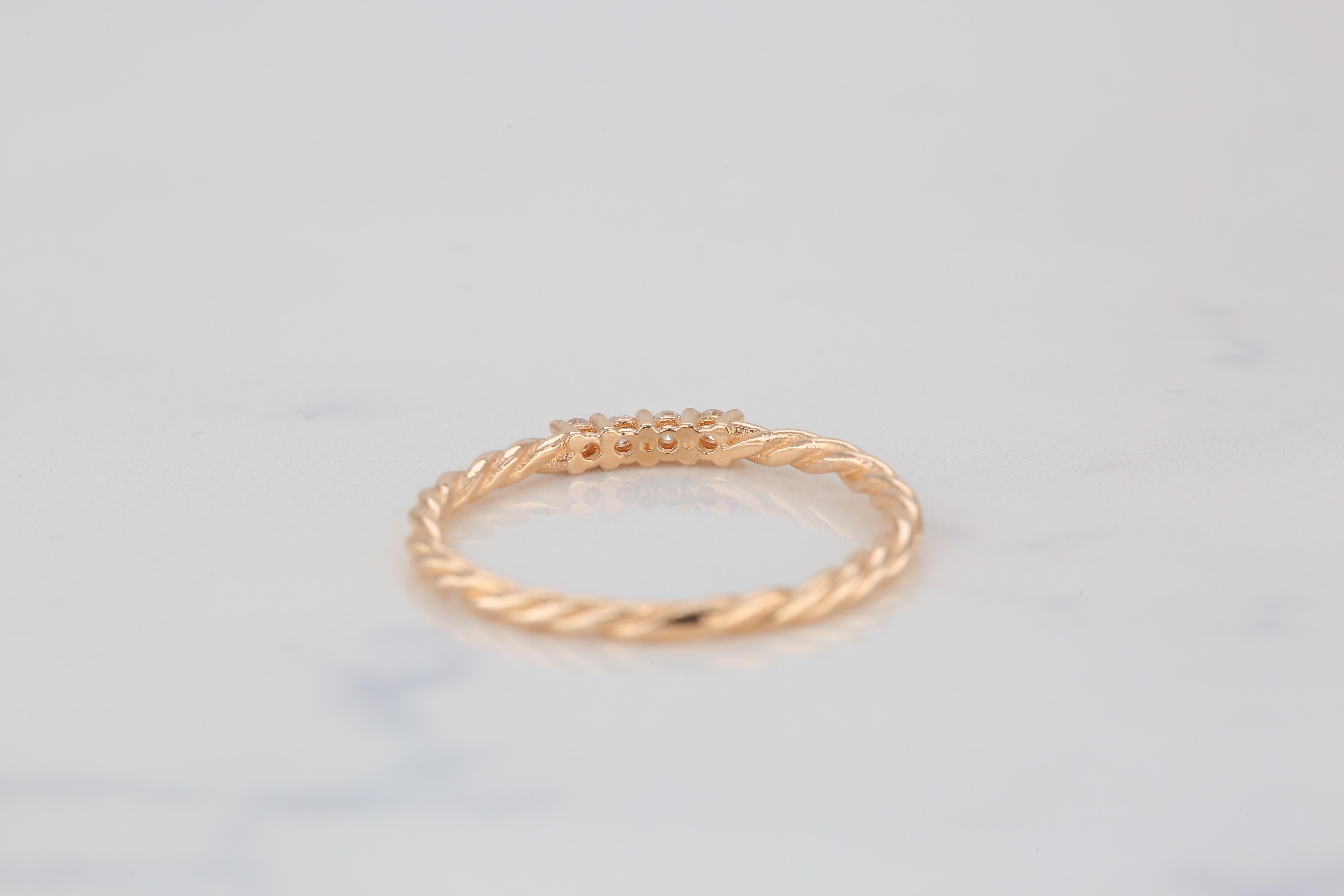 Im Angebot: 14K Goldring Modelle, tägliche Ringe, gedrehter Ring, kombinierbarer Ring, Goldring () 5