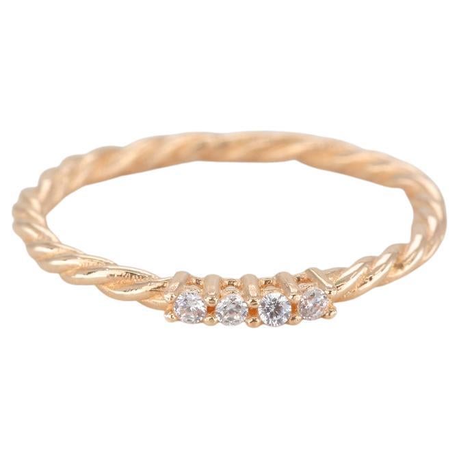 Im Angebot: 14K Goldring Modelle, tägliche Ringe, gedrehter Ring, kombinierbarer Ring, Goldring ()