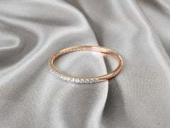 14k Gold Ring Thin Diamond Half Eternity Ring Stackable Diamond Ring