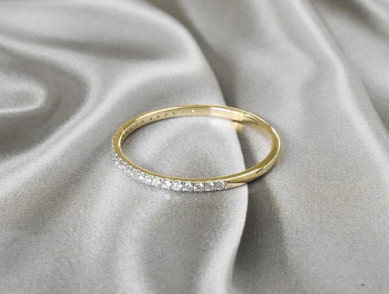 Customizable 14k Gold Ring Thin Diamond Half Eternity Ring Stackable ...