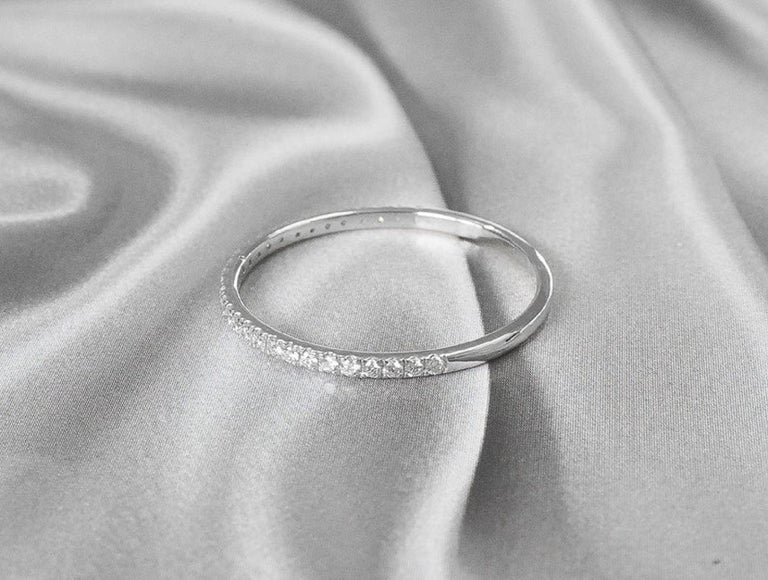 Customizable 14k Gold Ring Thin Diamond Half Eternity Ring Stackable ...
