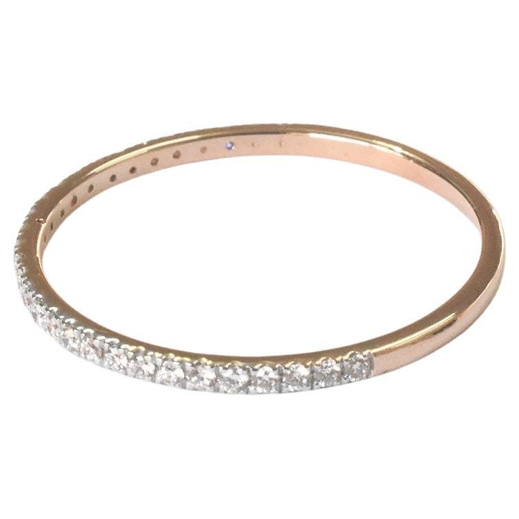 14k Gold Ring Thin Diamond Half Eternity Ring Stackable Diamond Ring