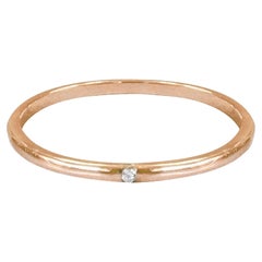 14k Gold Ring Thin Gold One Diamond Ring Band Stackable Stacking Ring