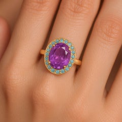 14k gold ring with amethyst and topazs