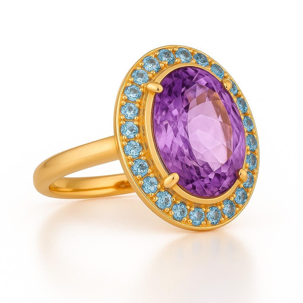 in vendita:  Anello in oro 14k con ametista e topazio 3