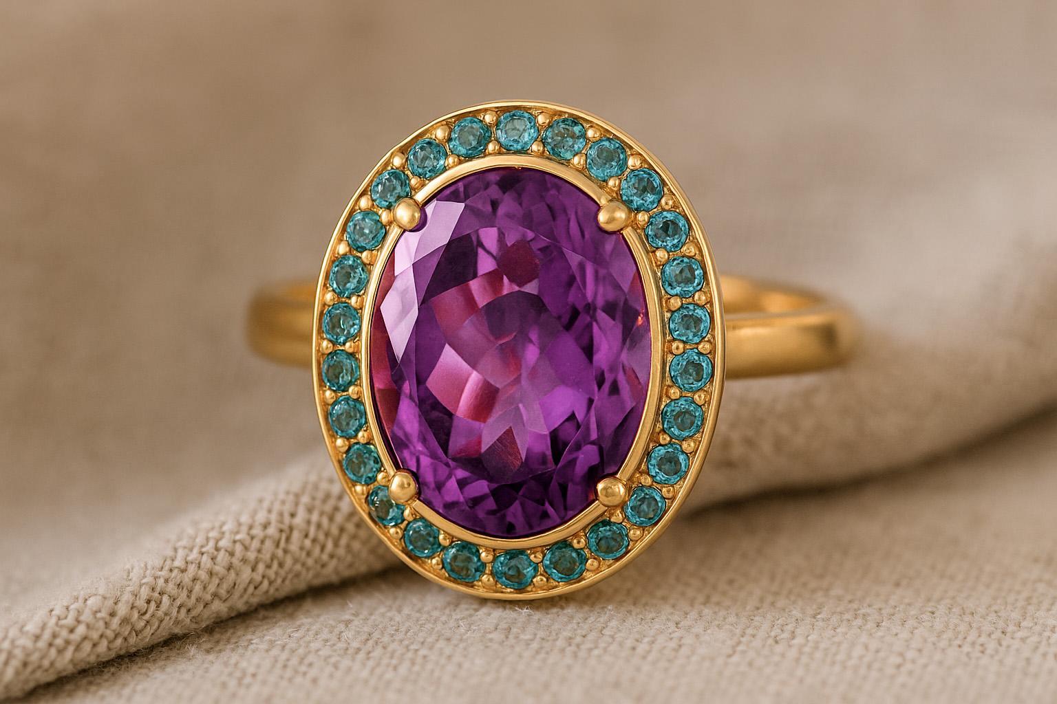 in vendita:  Anello in oro 14k con ametista e topazio 4