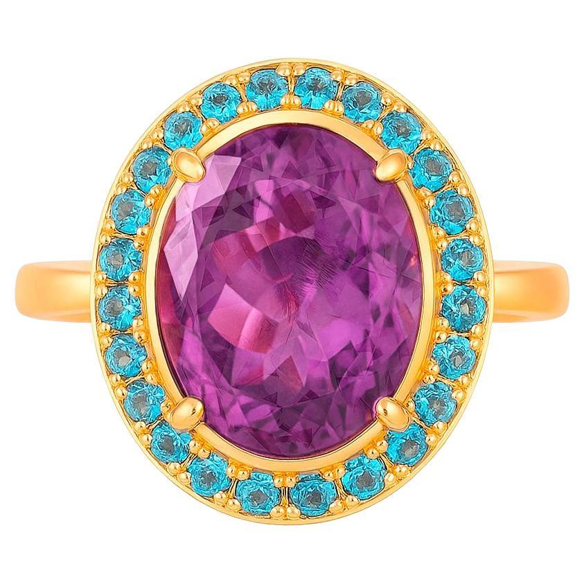 Anello in oro 14k con ametista e topazio