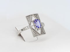 14k Gold Ring with Blue Spinel and Diamonds