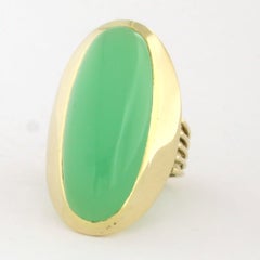14k gold ring with Chrysophrase, 9.5 gram, ring size U.S. 6 – EU. 16.5(52)